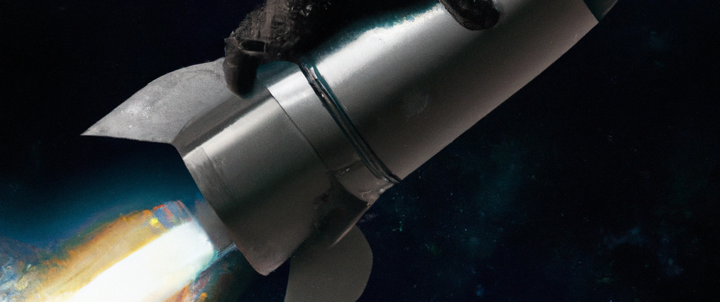 emi the giant schnauzer on a rocket in earth orbit